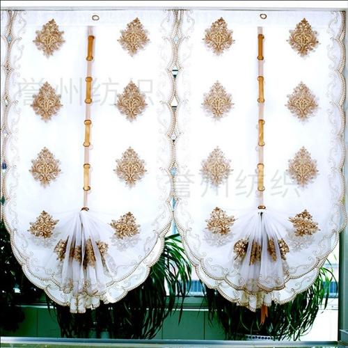 欧式新款其他平帷帘小刺绣成品提拉罗马客厅定制窗帘